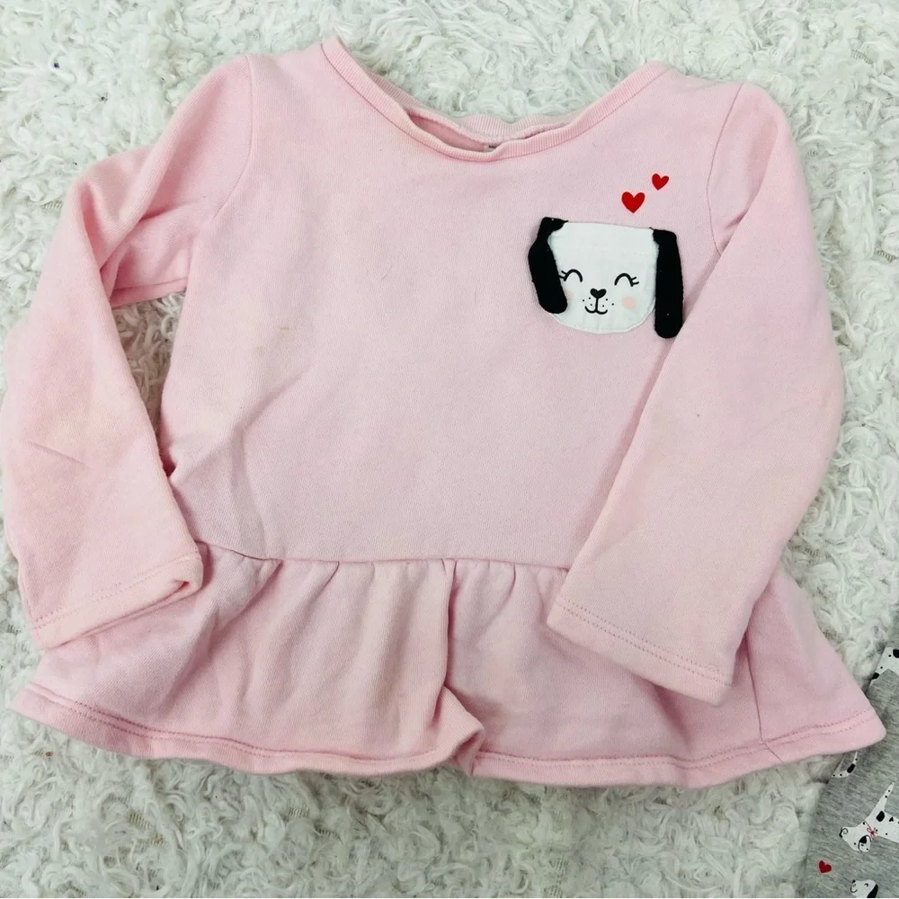 Carter's Pink & Gray dalmatian Dog pink ruffle long sleeve gray stretch leggings - Picture 4 of 17